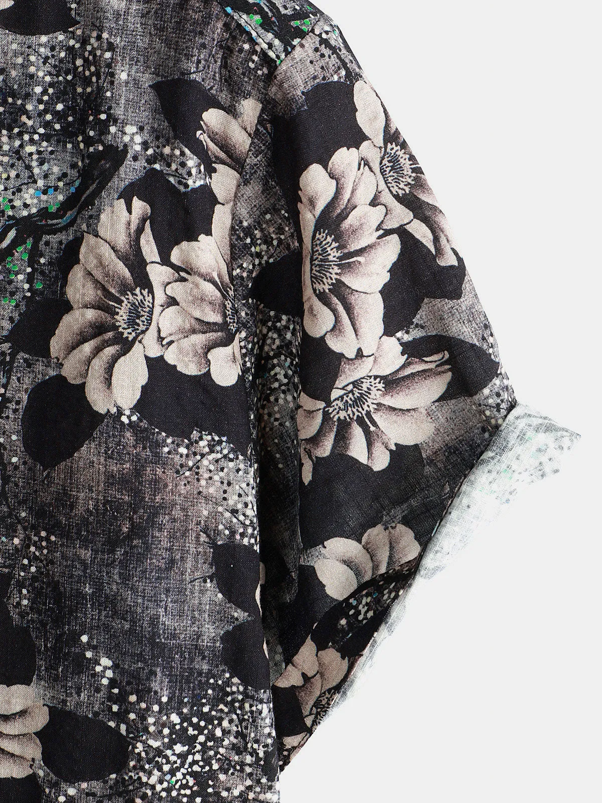 Men's Grey Floral Cotton Holiday Short Sleeve Button Up Shirt
