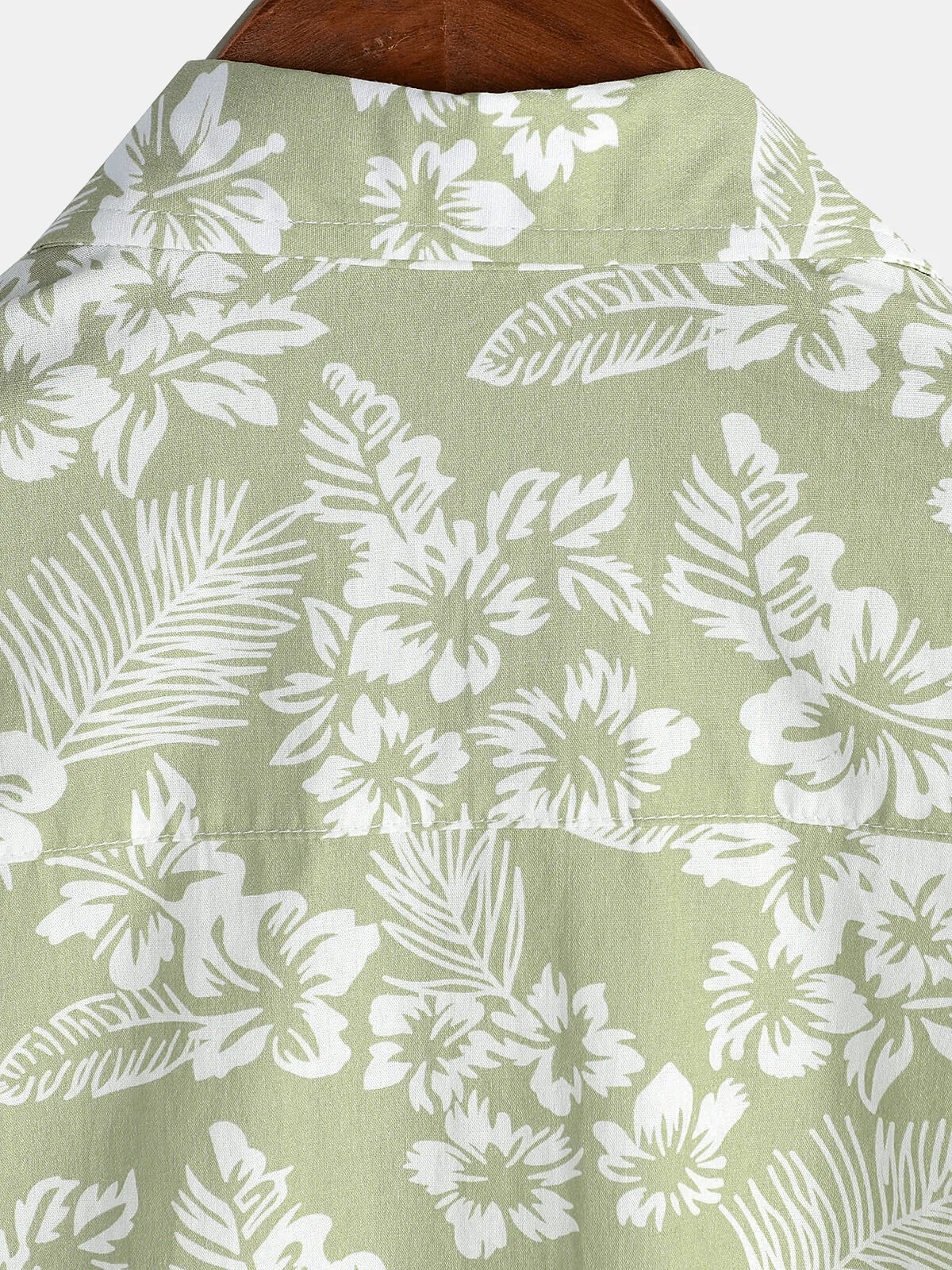 Men's Hawaiian Green Holiday Cotton Summer Floral Button Up Short Sleeve Shirt