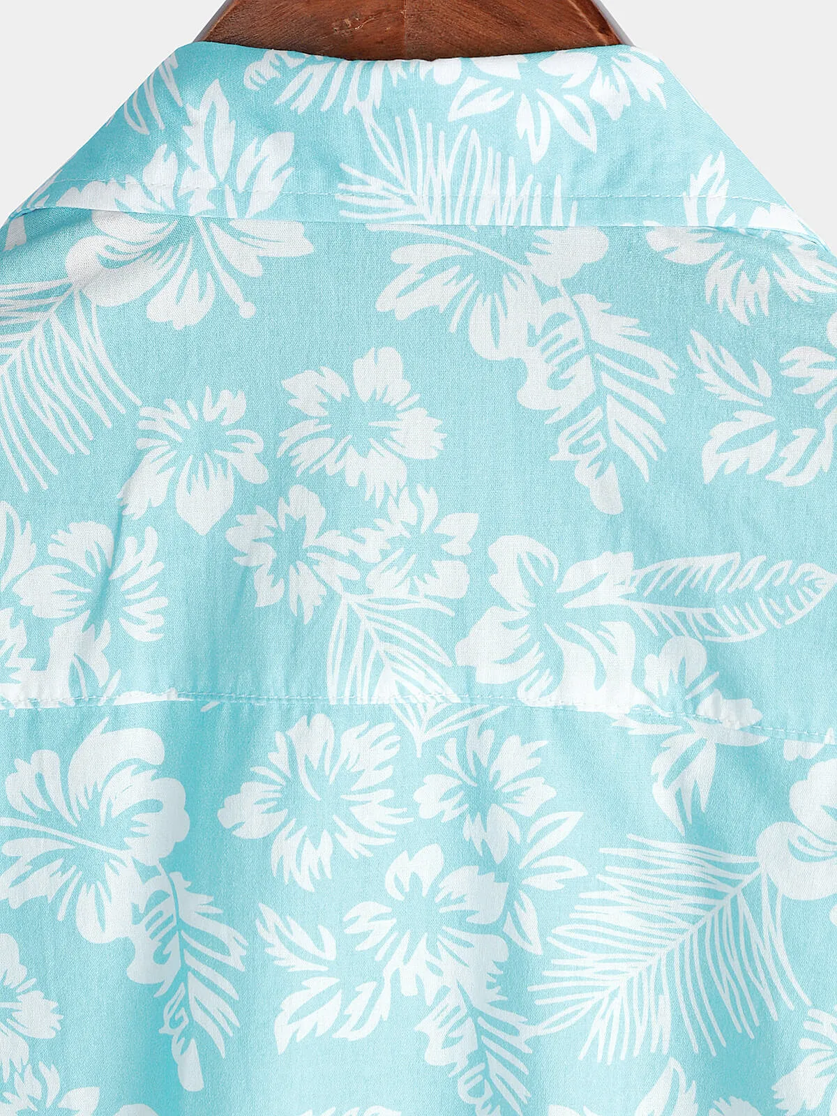 Men's Holiday Blue Hawaiian Floral Button Up Short Sleeve Shirt