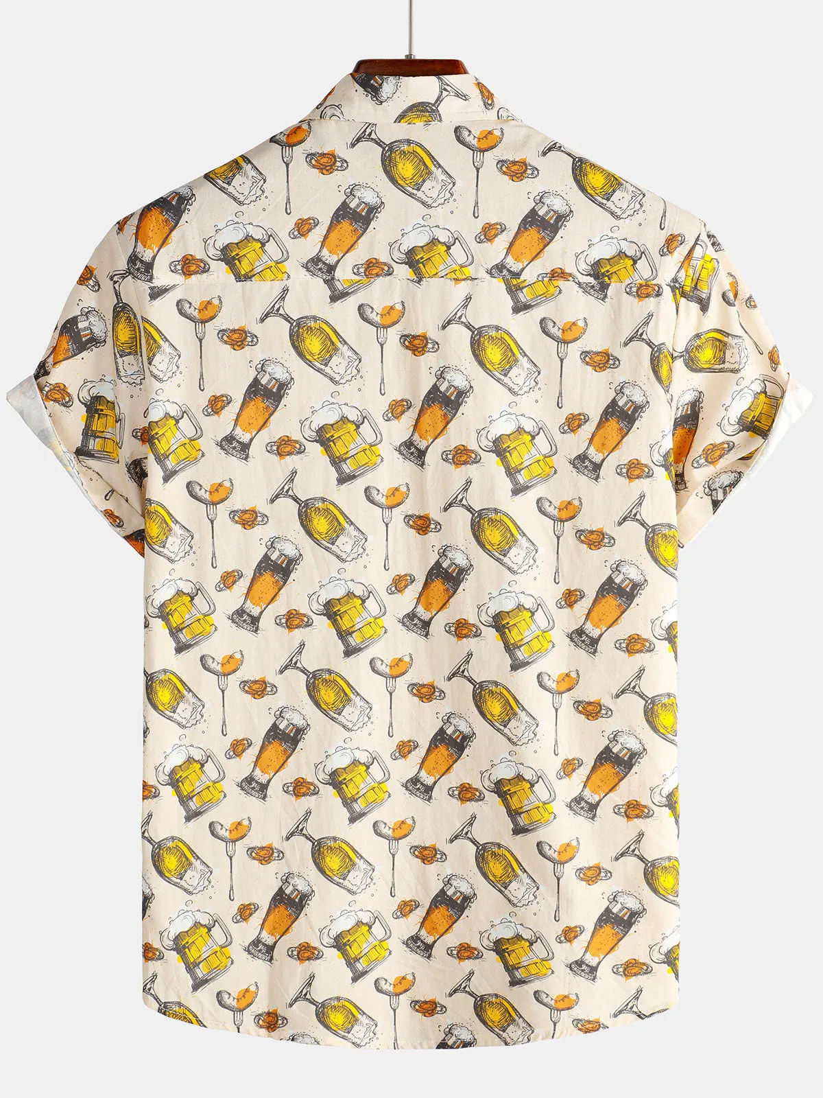 Men's Holiday Casual Beer Short Sleeve Button Up  Shirt