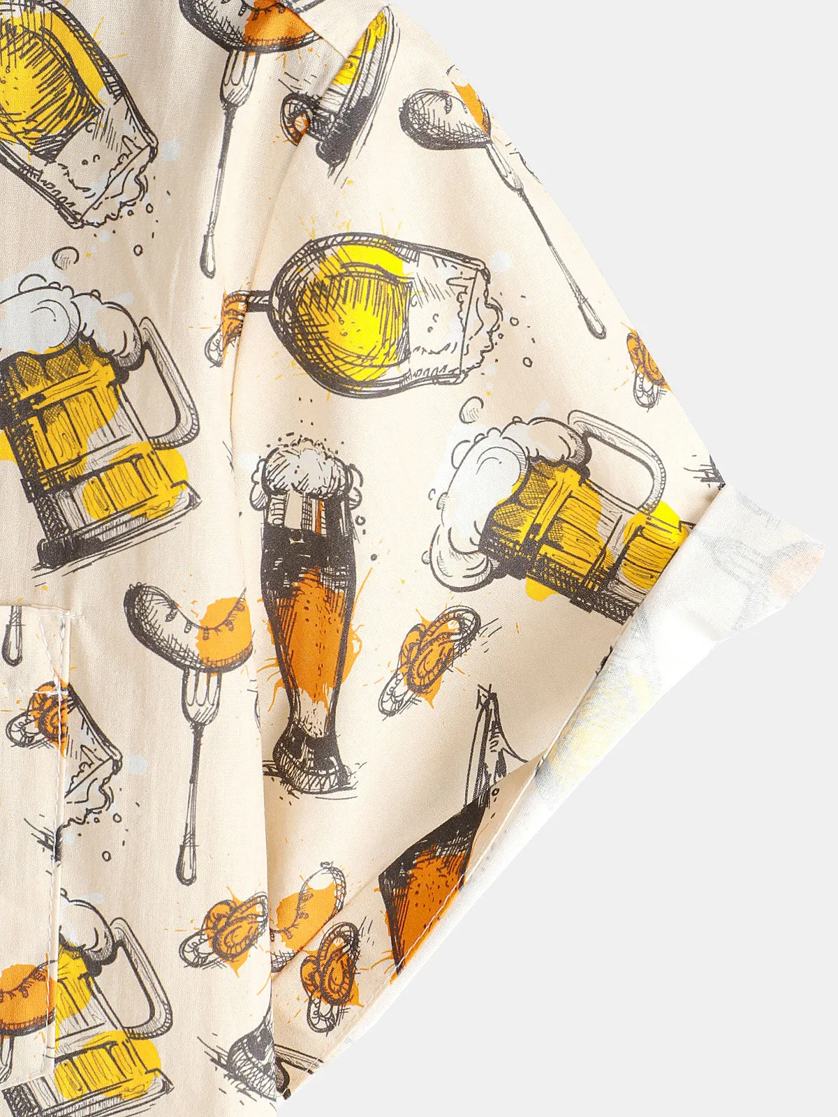 Men's Holiday Casual Beer Short Sleeve Button Up  Shirt