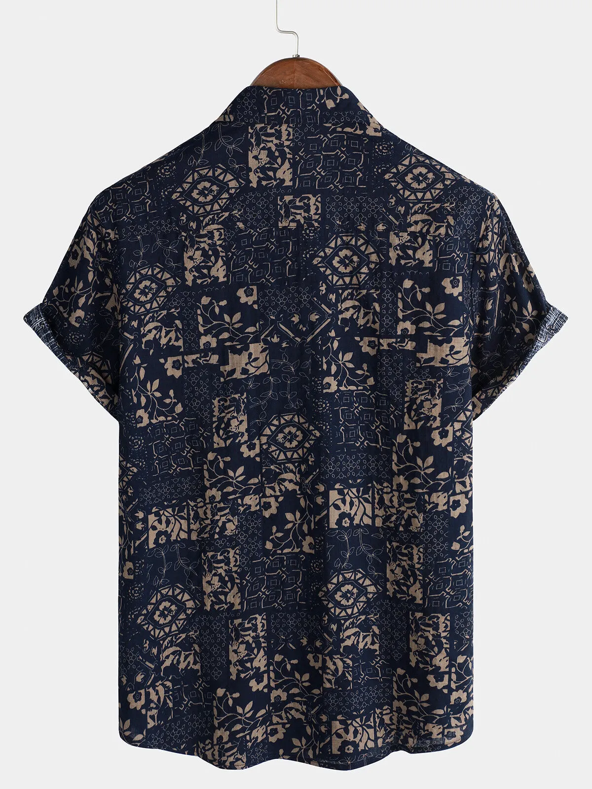 Men's Holiday Cotton Hawaiian Button Up Vintage Shirt