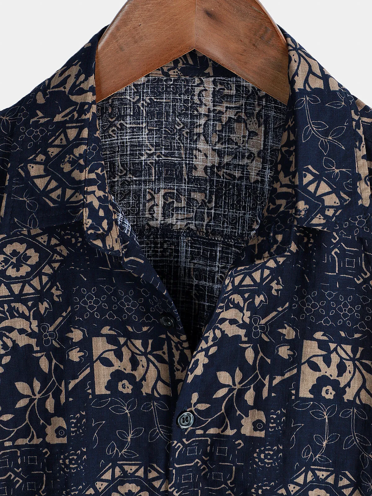 Men's Holiday Cotton Hawaiian Button Up Vintage Shirt