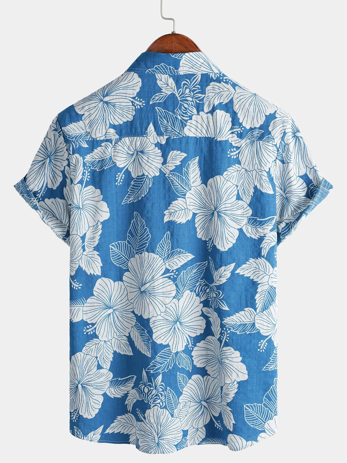 Men's Holiday Floral Hawaiian Short Sleeve Button Up Shirt