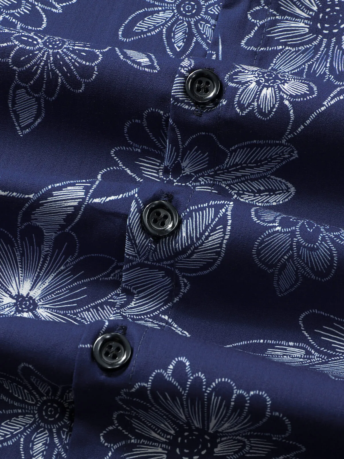 Men's Navy Blue Floral Hawaiian Beach Cotton Short Sleeve Shirt