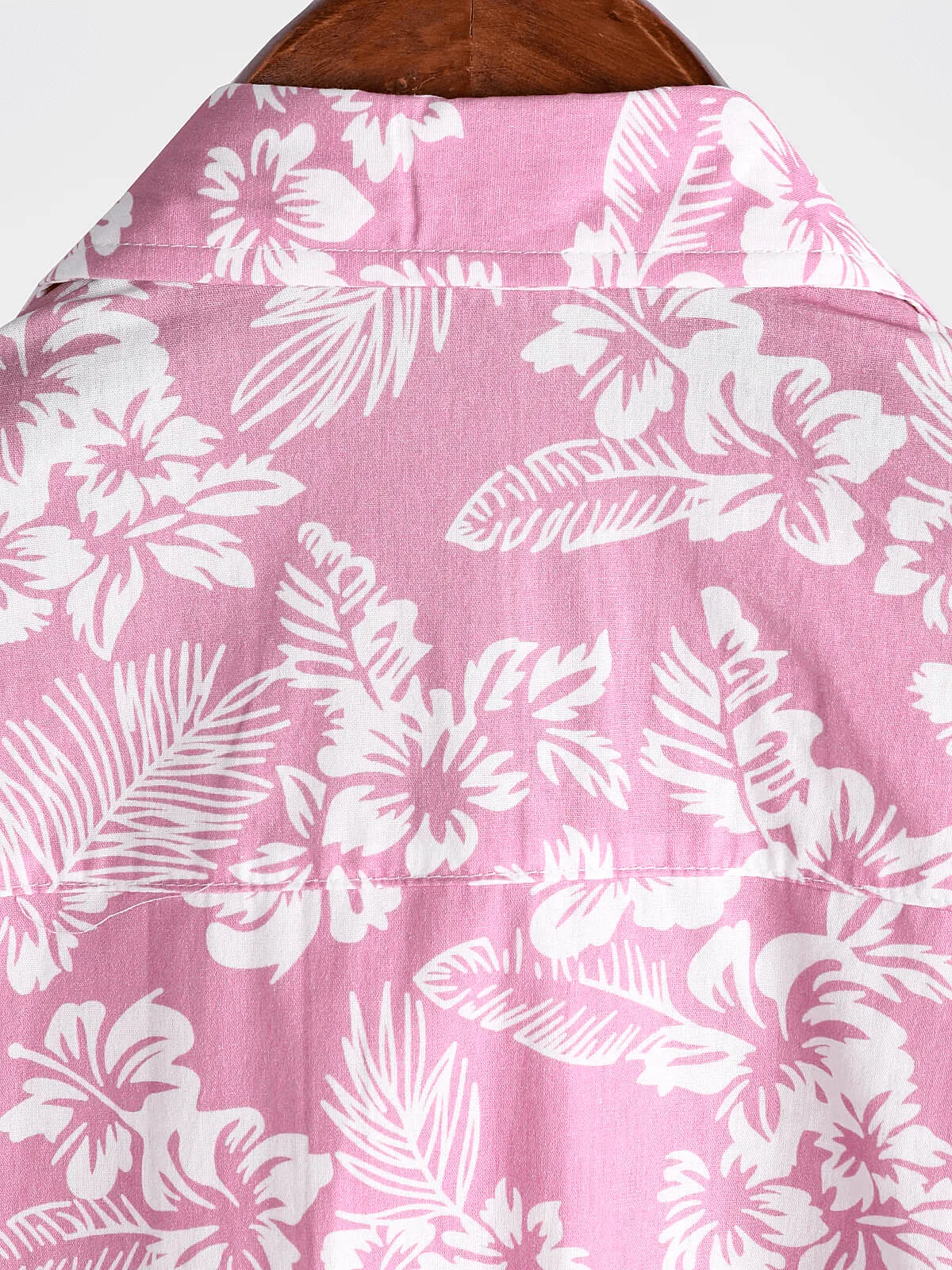 Men's Pink Cotton Hawaiian Floral Button Up Summer Short Sleeve Shirt