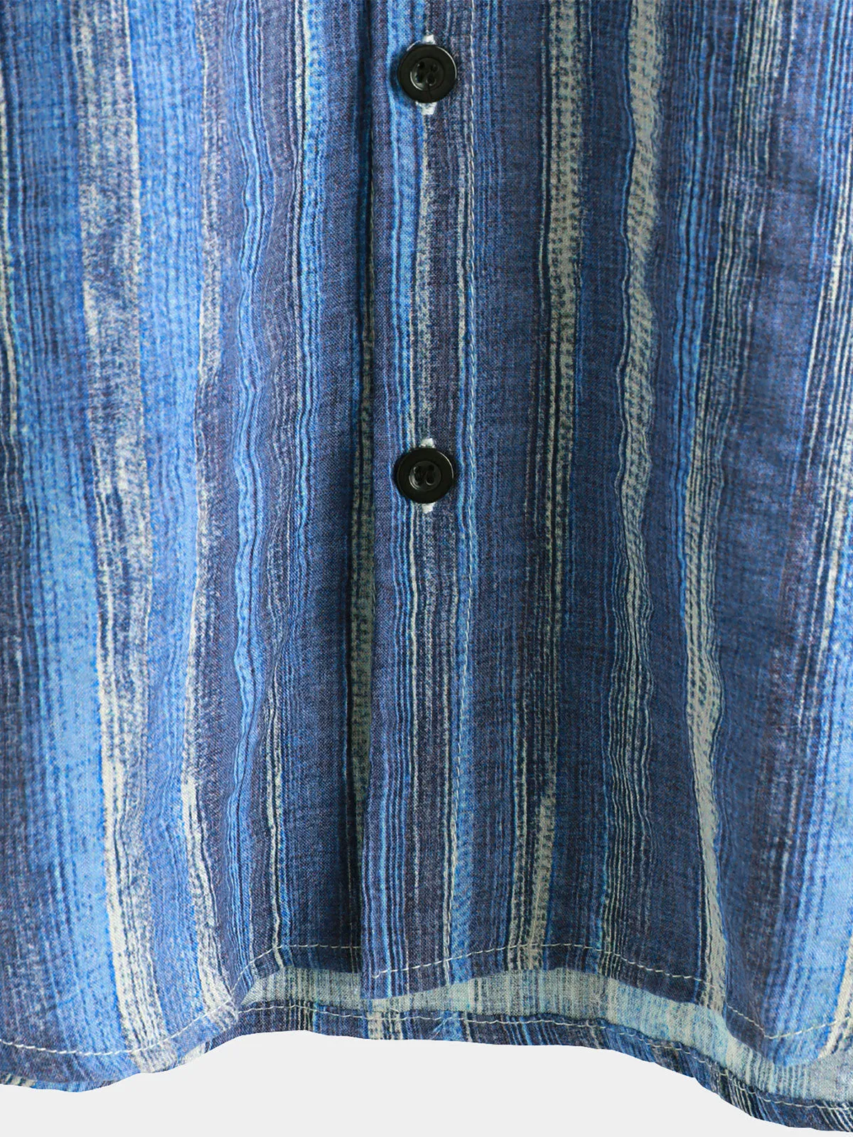 Men's Retro Blue Striped Holiday Short Sleeve Shirt