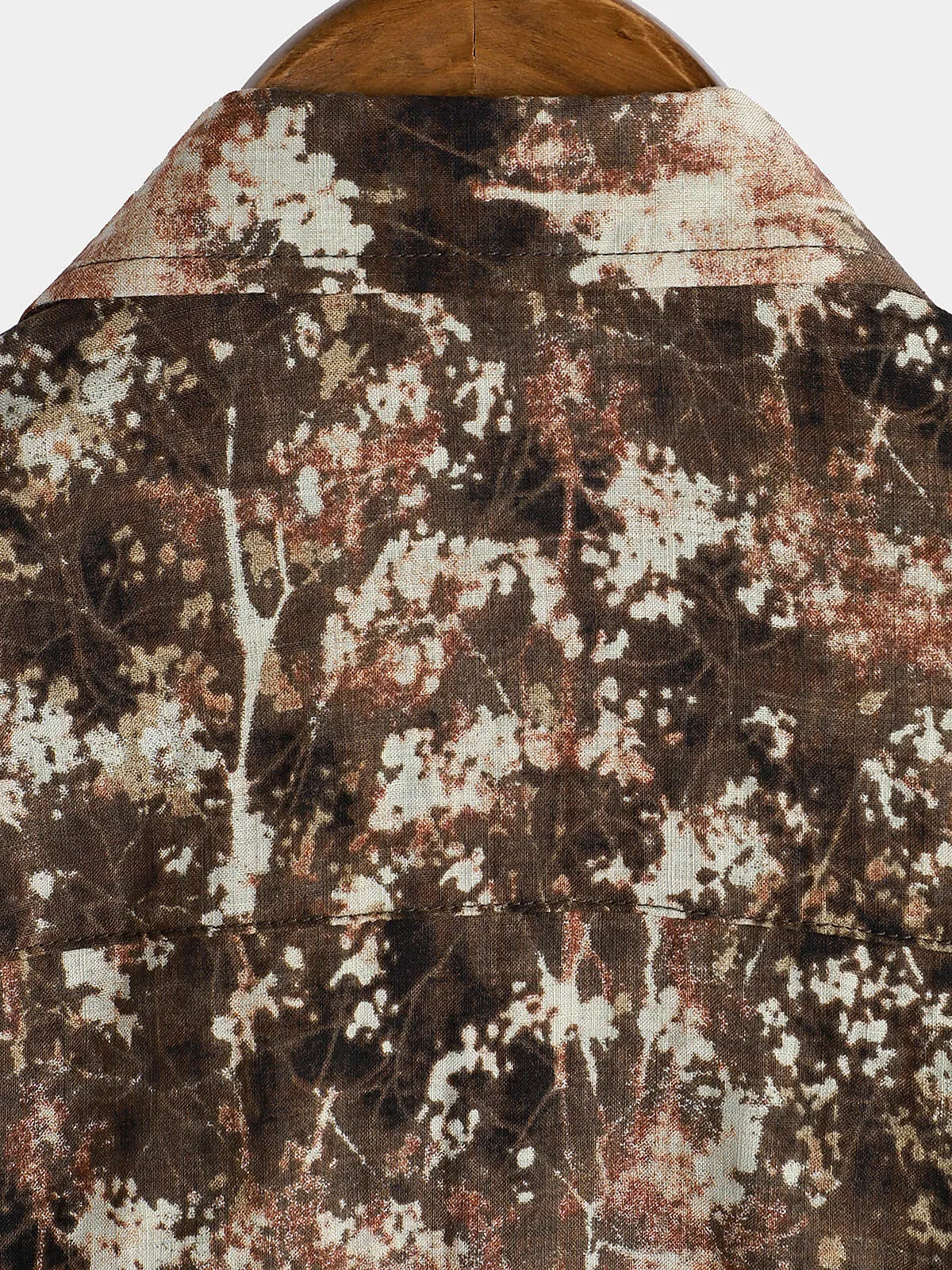 Men's Retro Cotton Beach Pocket Vacation Brown Hawaiian Summer Shirt