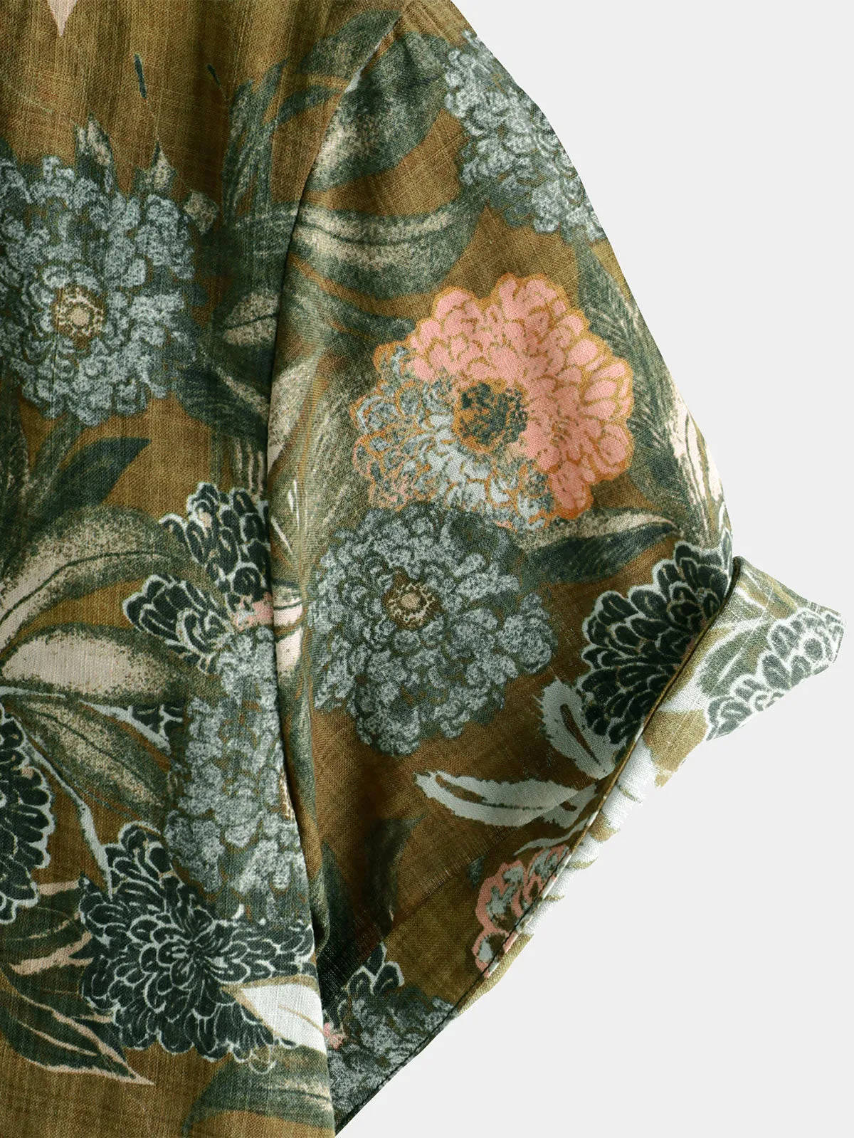 Men's Retro Floral Button Up Short Sleeve Shirt