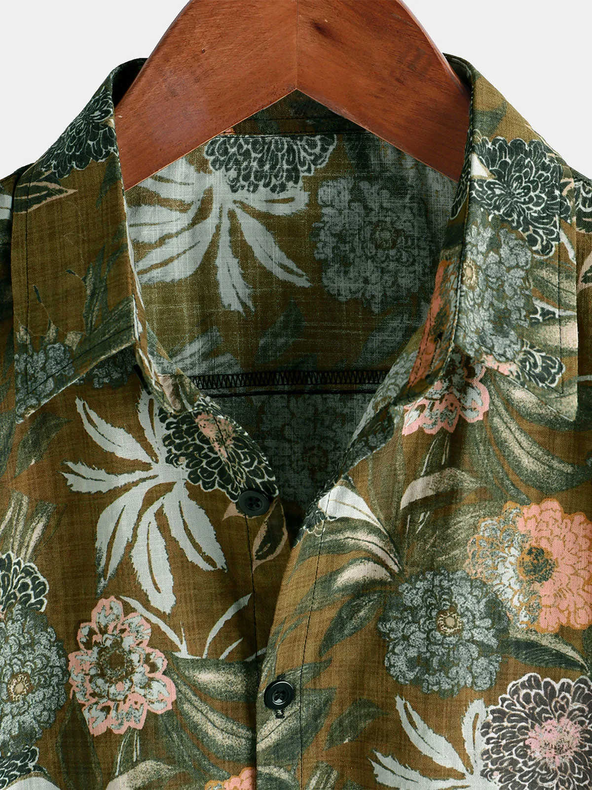 Men's Retro Floral Button Up Short Sleeve Shirt