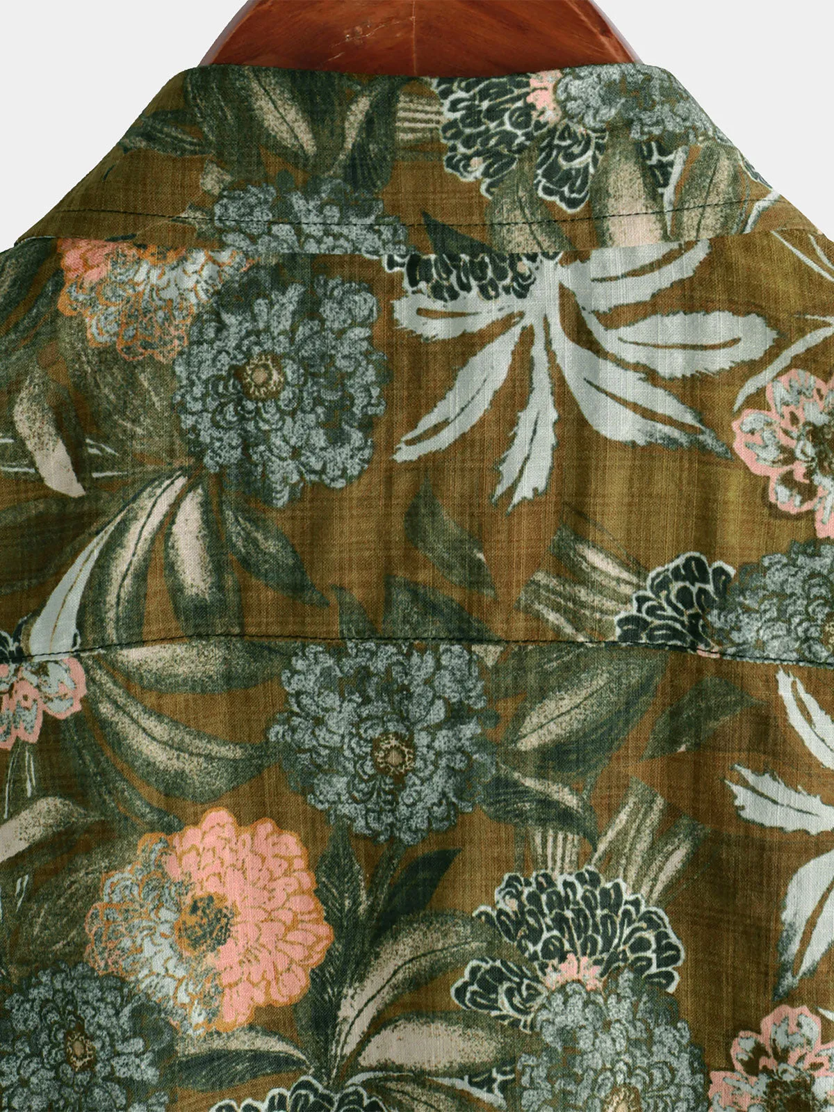 Men's Retro Floral Button Up Short Sleeve Shirt