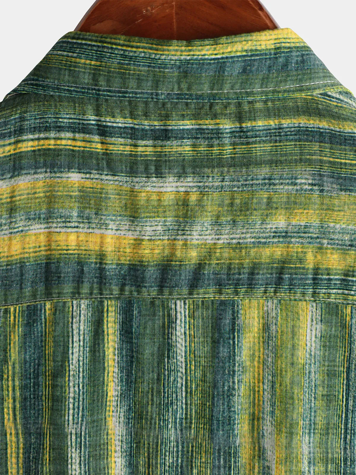 Men's Retro Green Striped Short Sleeve Shirt