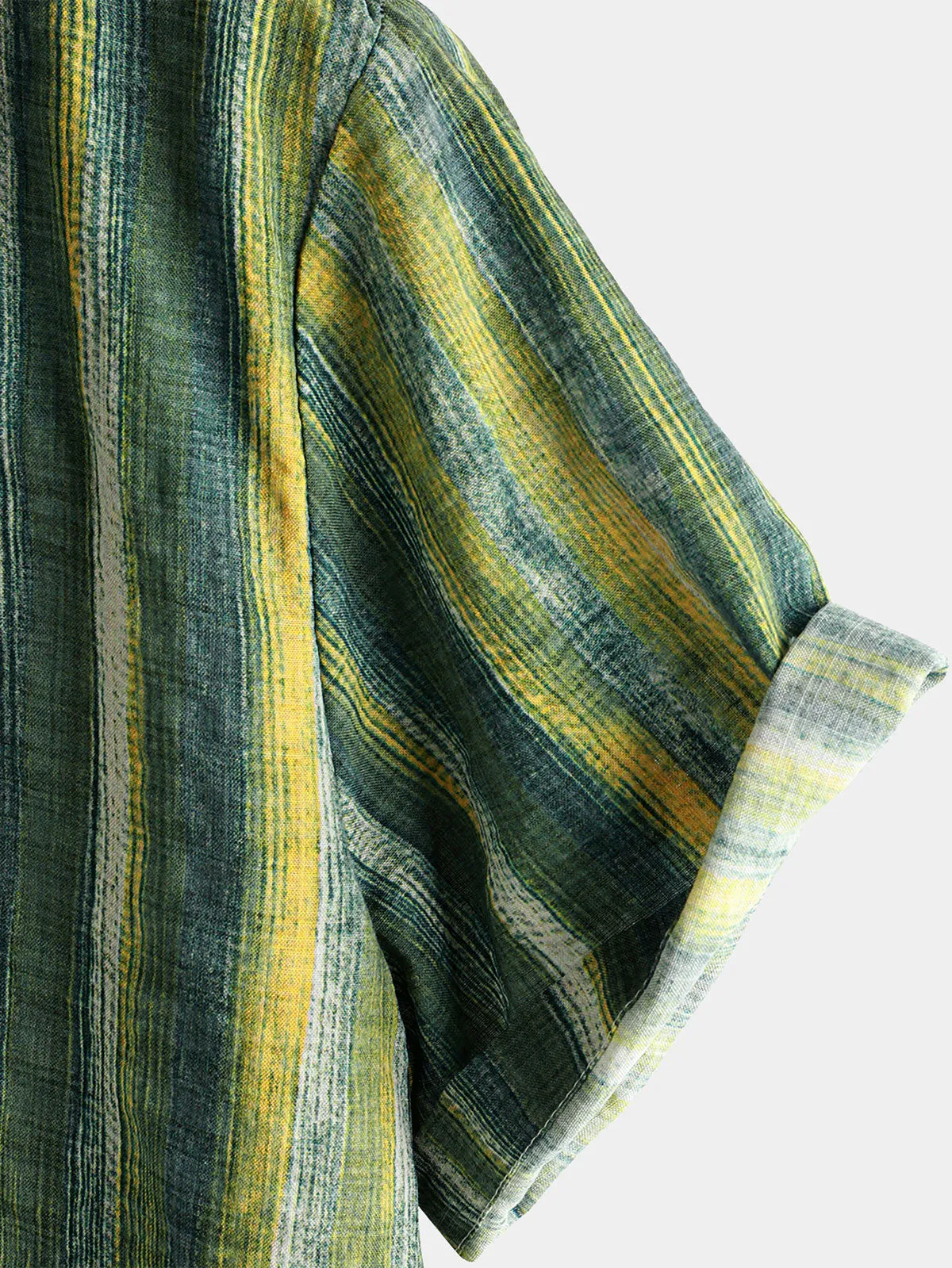 Men's Retro Green Striped Short Sleeve Shirt