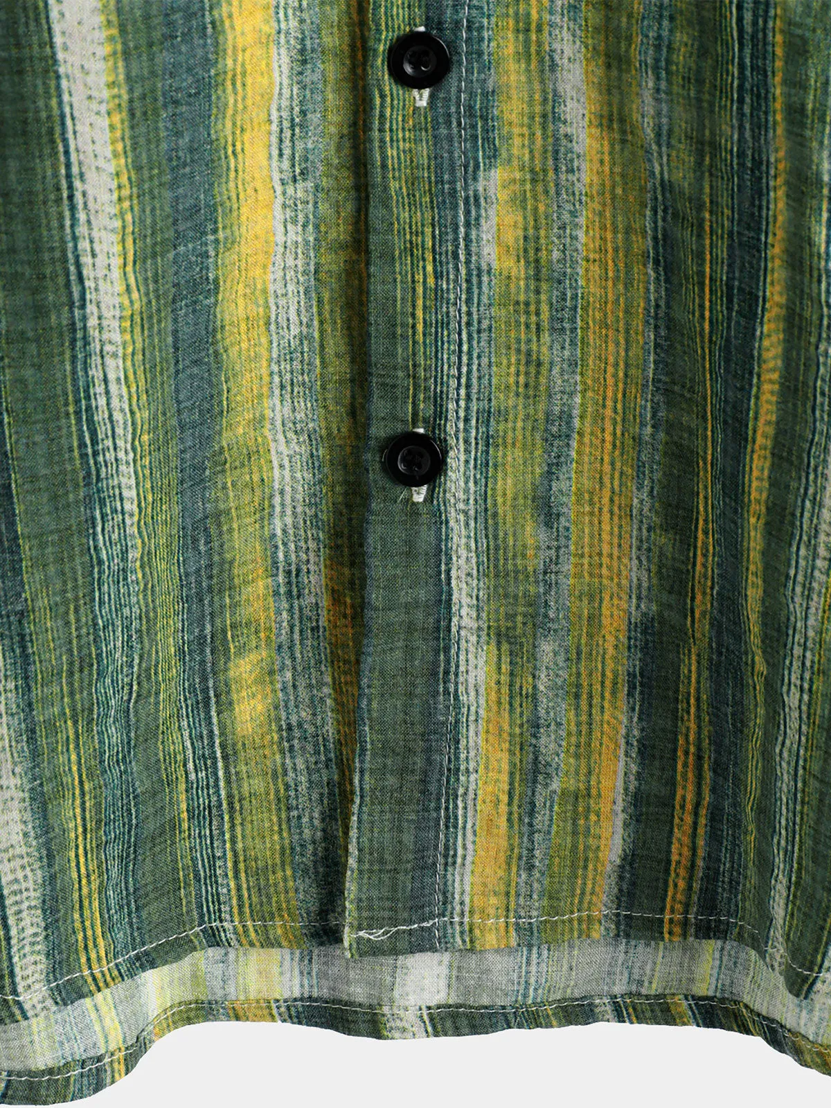 Men's Retro Green Striped Short Sleeve Shirt