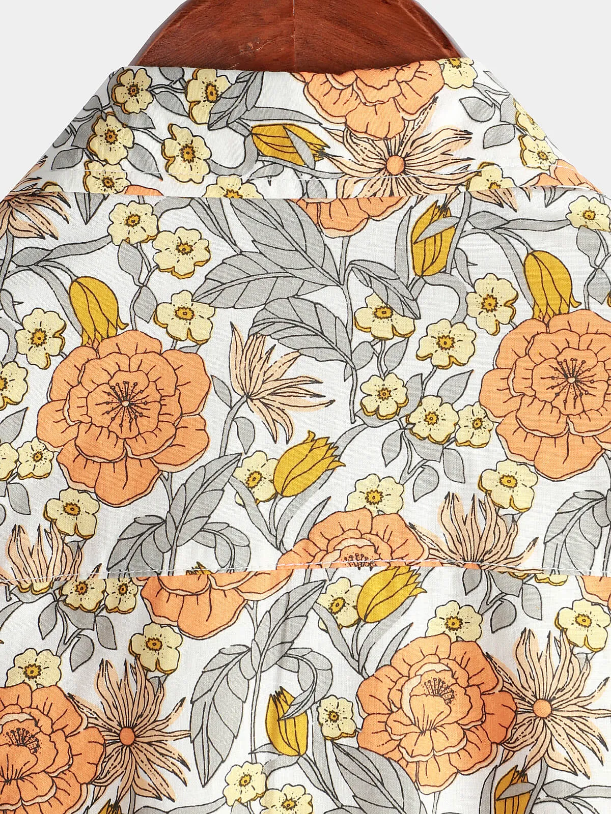 Men's Rose Floral Short Sleeve Button Up Cotton Pocket Summer Shirt
