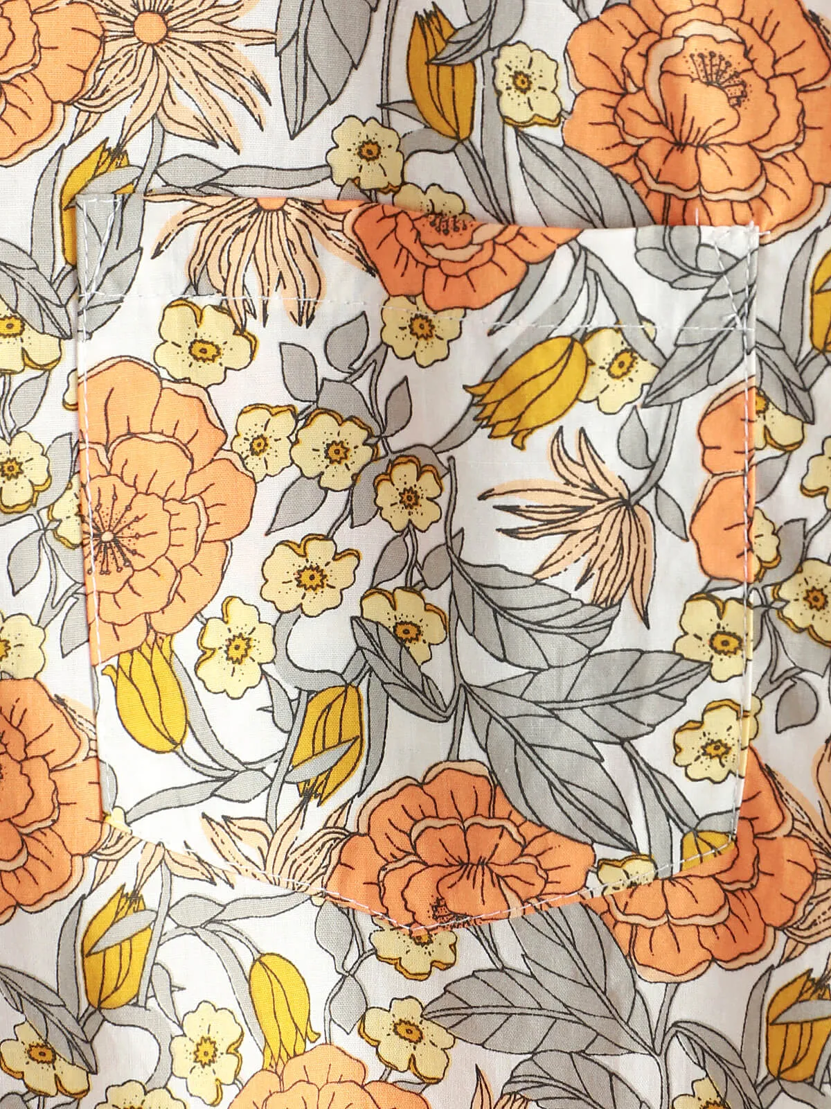Men's Rose Floral Short Sleeve Button Up Cotton Pocket Summer Shirt