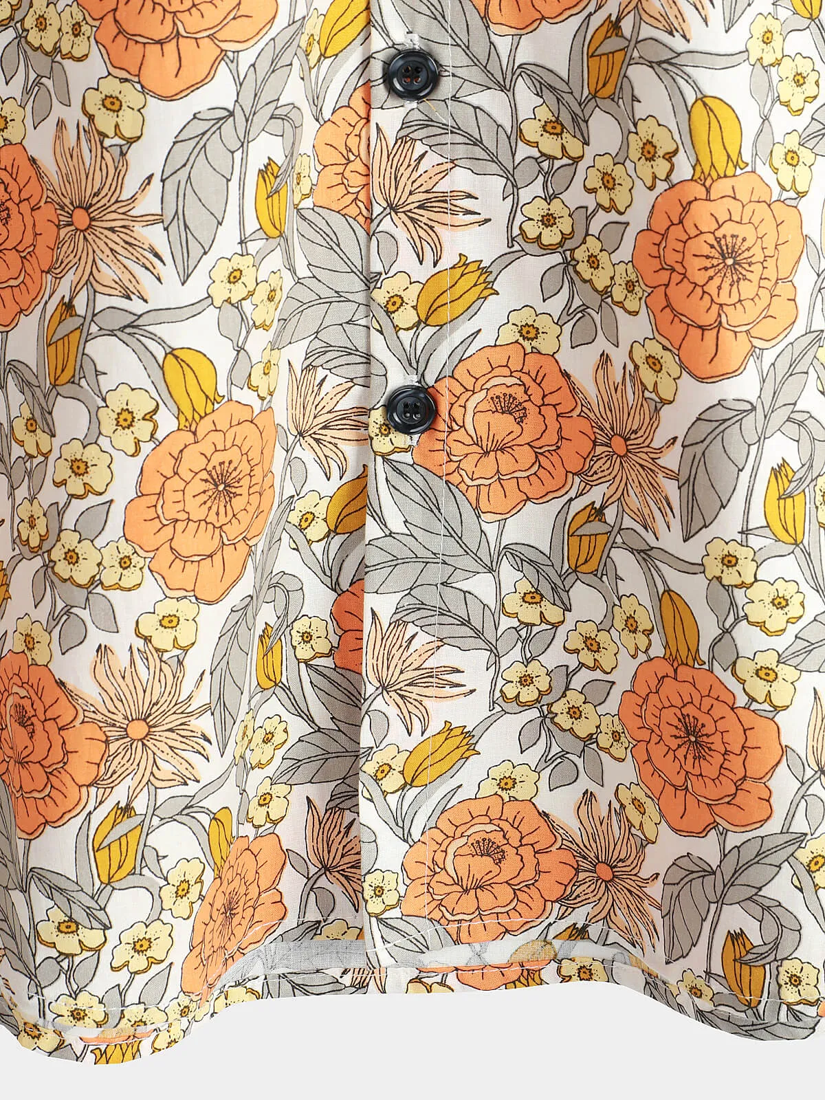 Men's Rose Floral Short Sleeve Button Up Cotton Pocket Summer Shirt