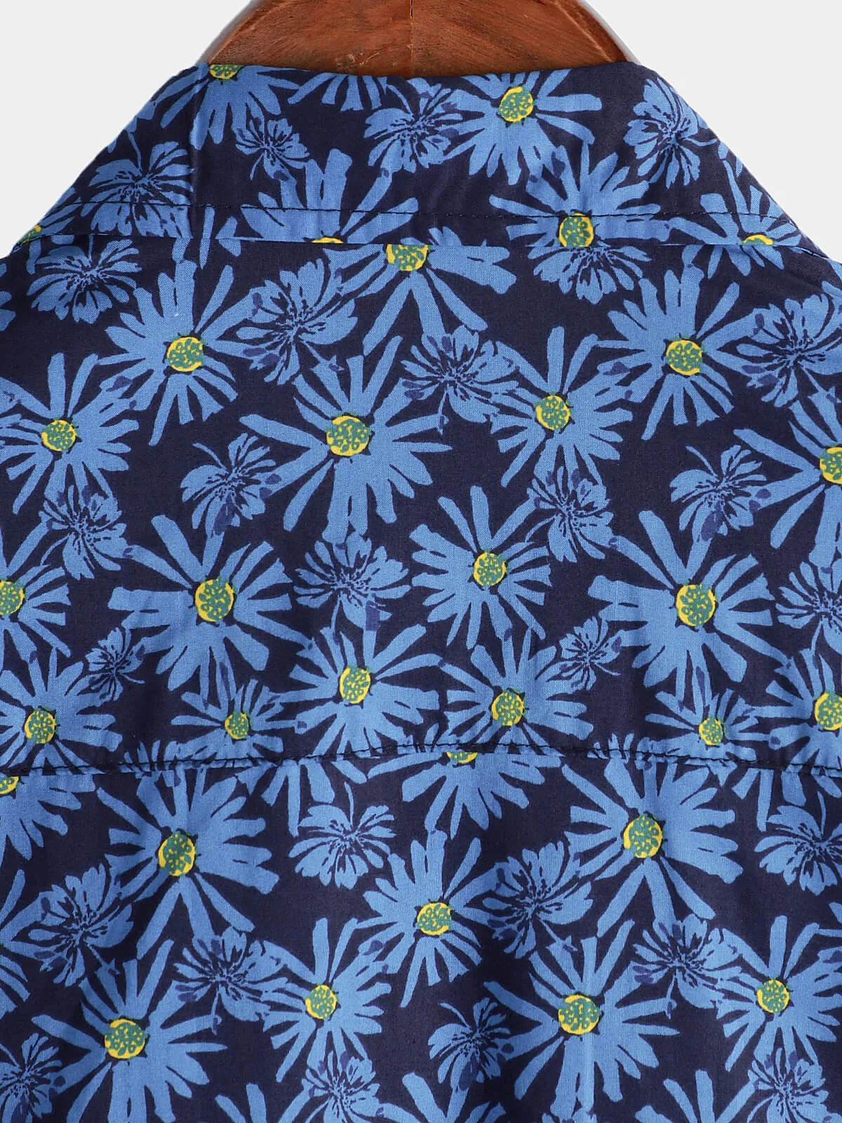 Men's Short Sleeve Floral Daisy Pocket Button Up Cotton Beach Shirt