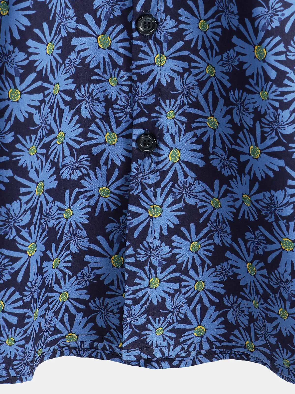 Men's Short Sleeve Floral Daisy Pocket Button Up Cotton Beach Shirt