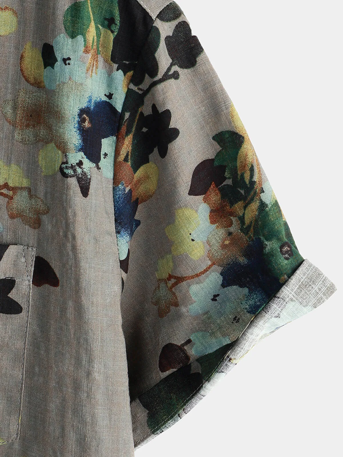 Men's Short Sleeve Vintage Pocket Button Up Cotton Beach Shirt