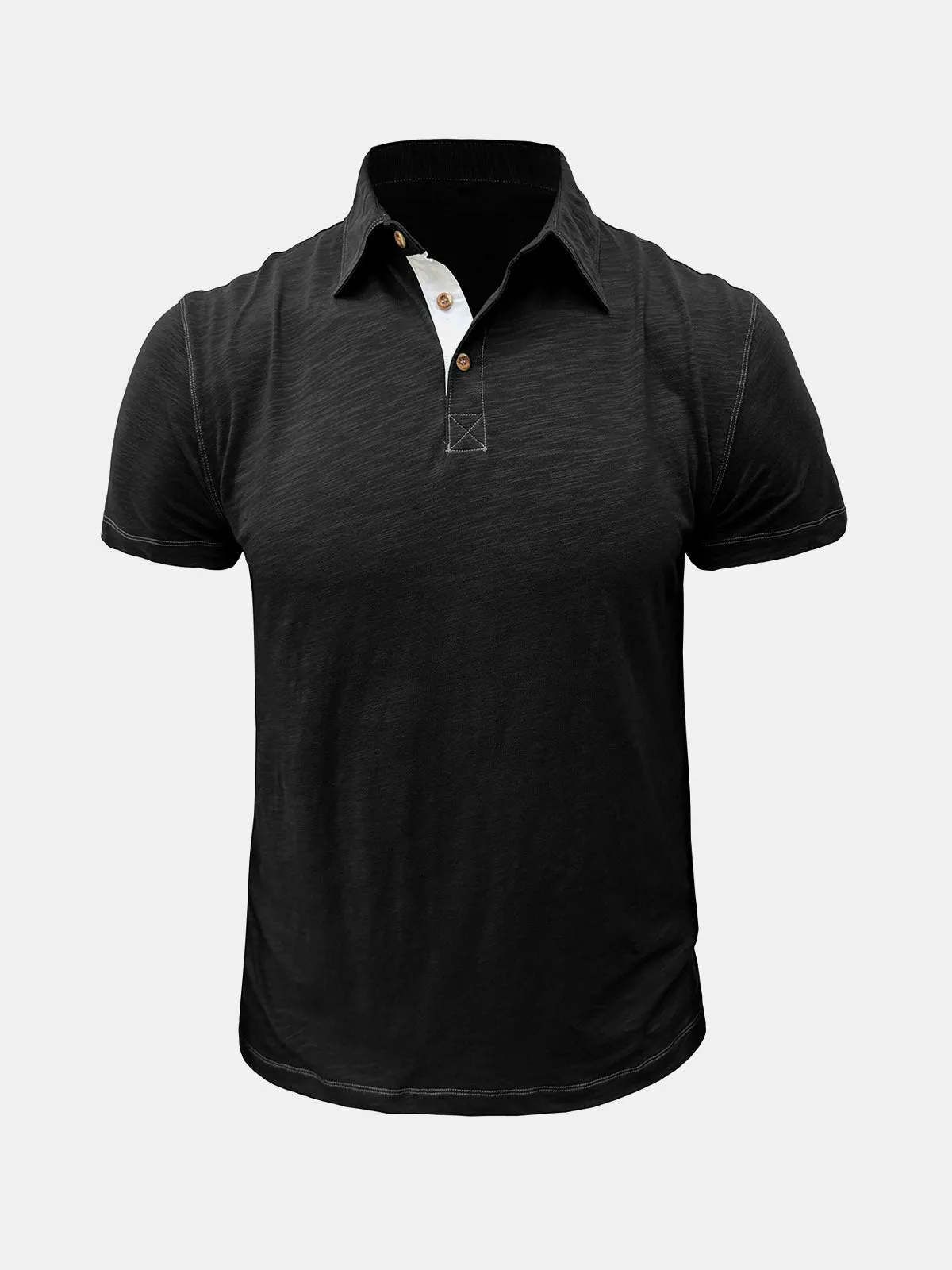 Men's Solid Color Leisure Summer Breathable Cotton Short Sleeve Polo Shirt