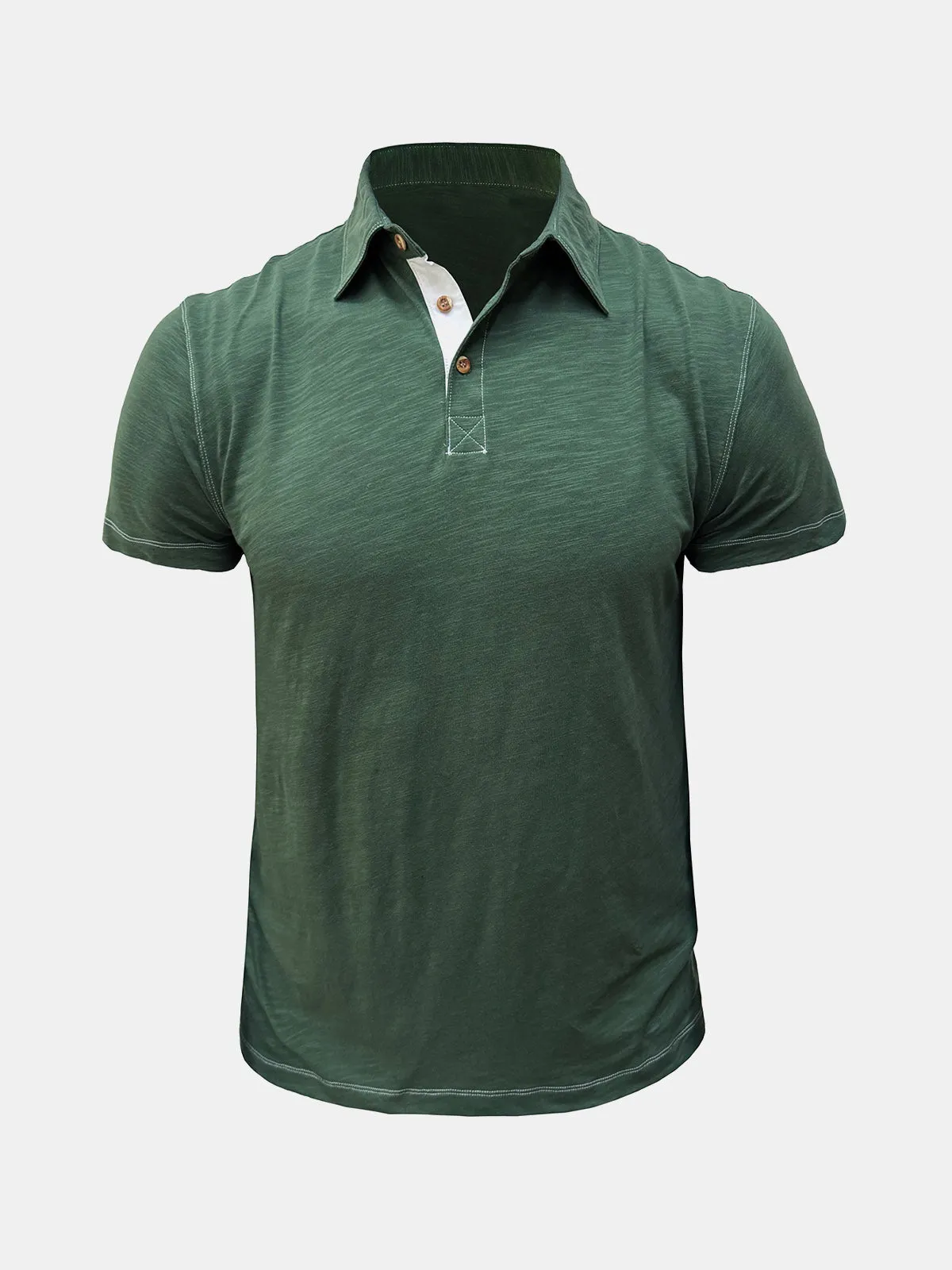 Men's Solid Color Leisure Summer Breathable Cotton Short Sleeve Polo Shirt