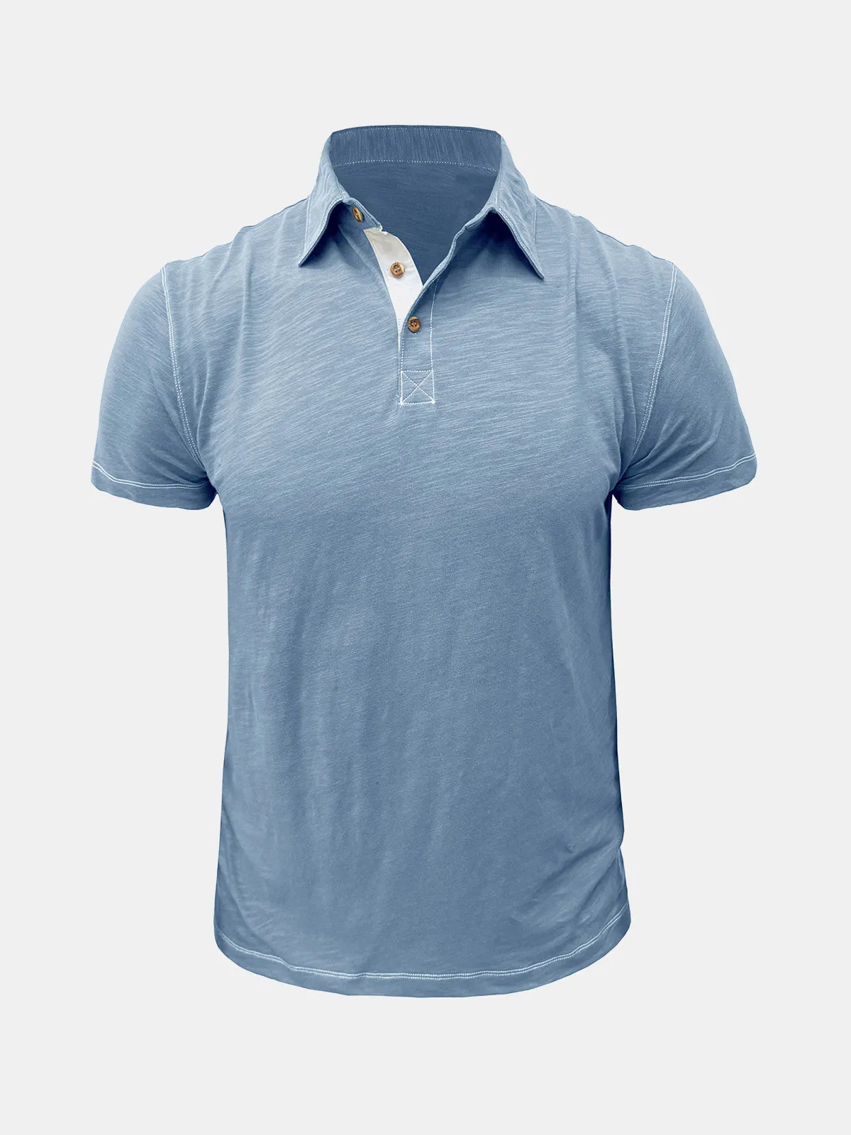 Men's Solid Color Leisure Summer Breathable Cotton Short Sleeve Polo Shirt