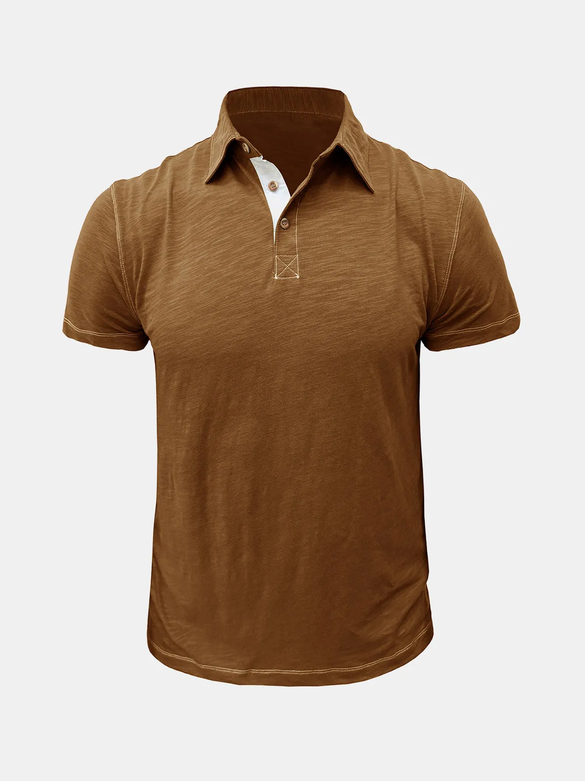 Men's Solid Color Leisure Summer Breathable Cotton Short Sleeve Polo Shirt