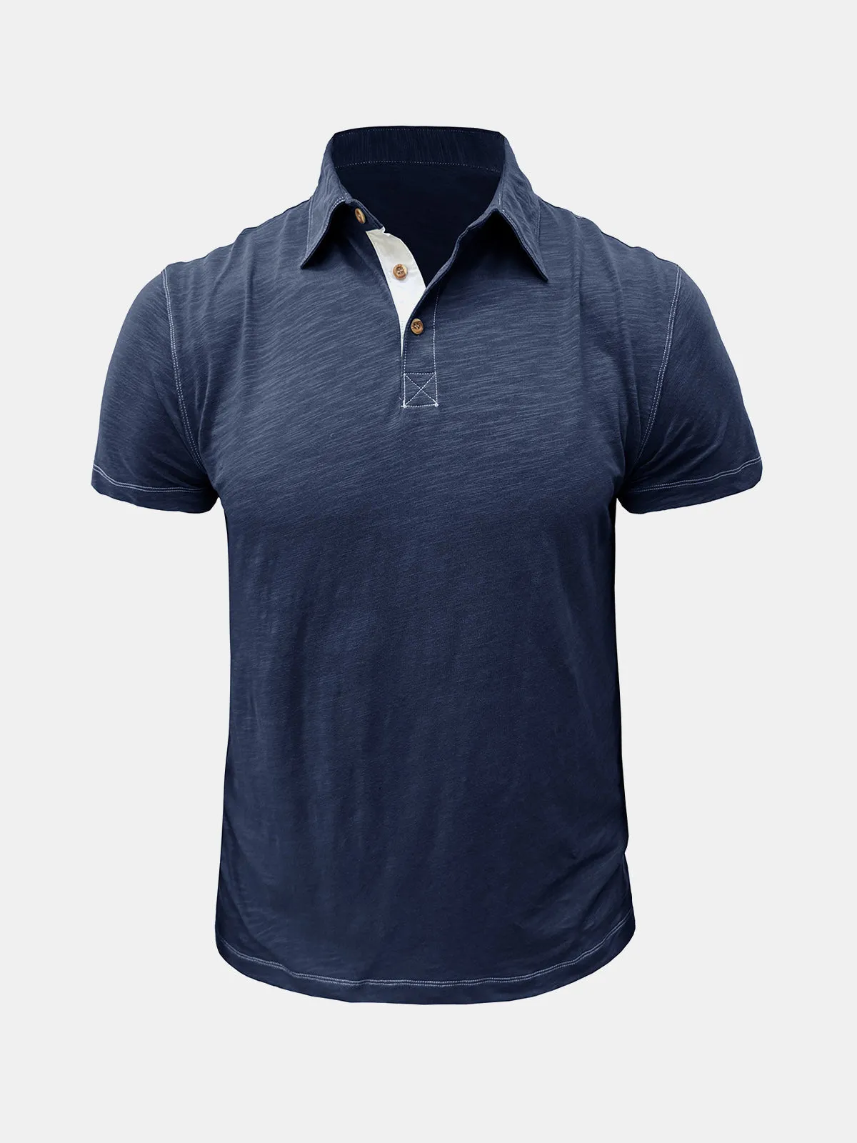 Men's Solid Color Leisure Summer Breathable Cotton Short Sleeve Polo Shirt