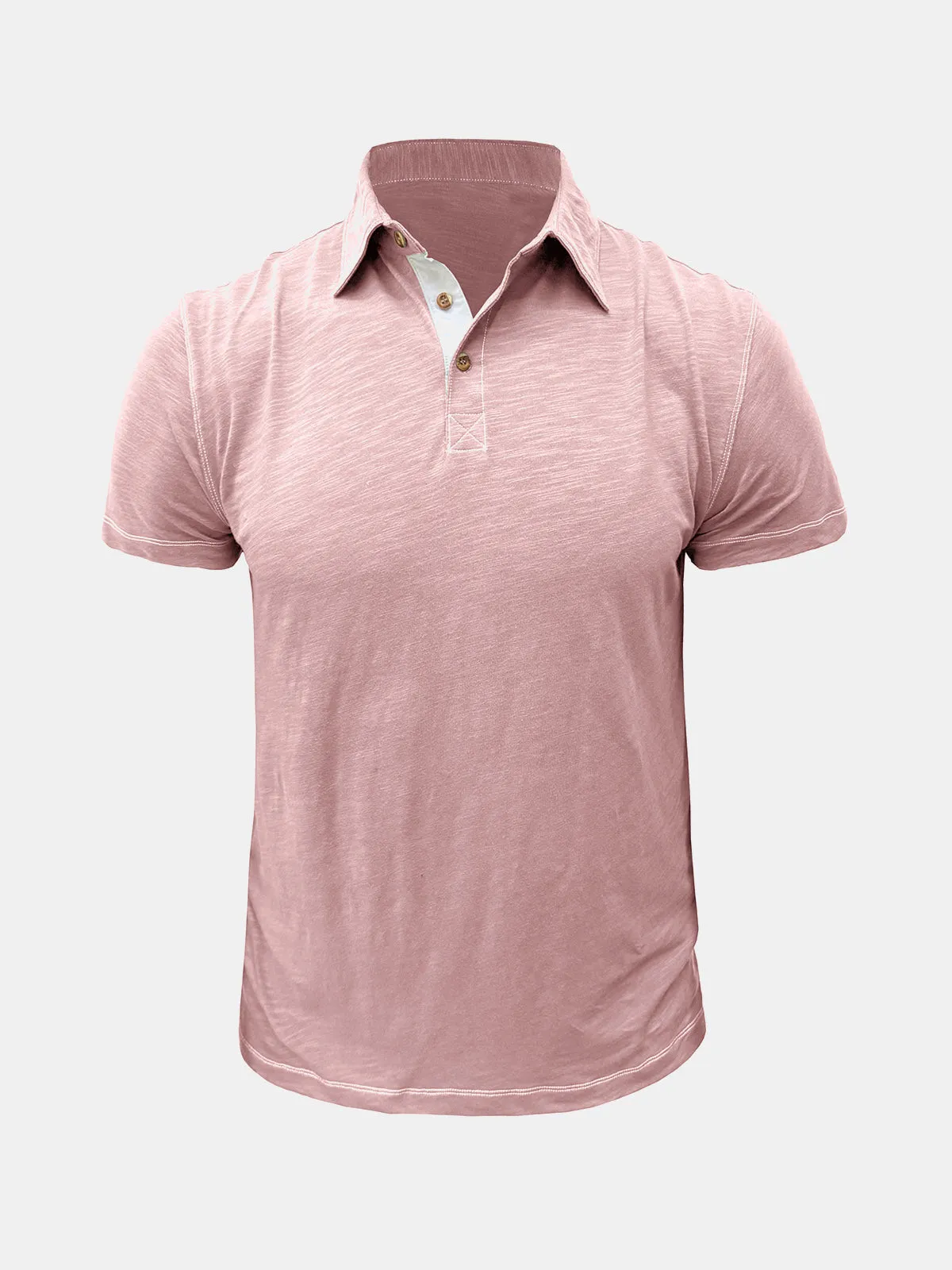 Men's Solid Color Leisure Summer Breathable Cotton Short Sleeve Polo Shirt