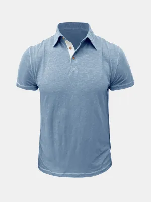 Men's Solid Color Leisure Summer Breathable Cotton Short Sleeve Polo Shirt