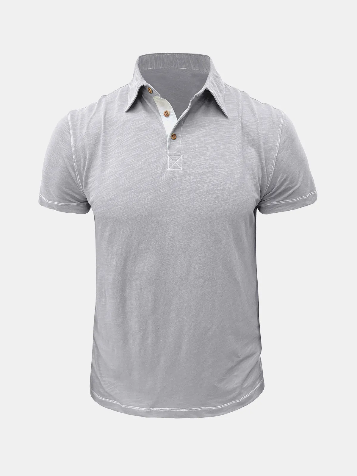 Men's Solid Color Leisure Summer Breathable Cotton Short Sleeve Polo Shirt