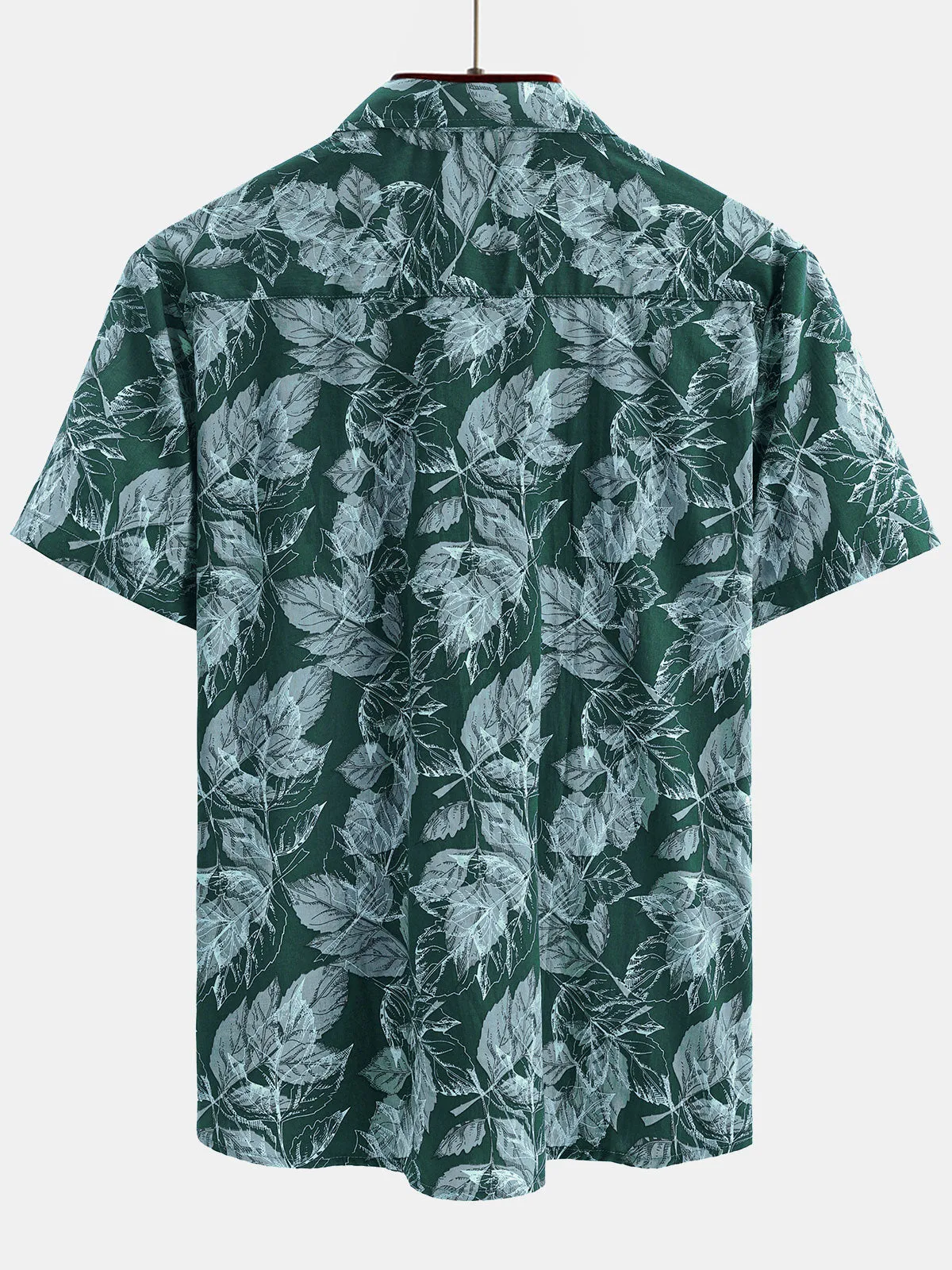 Men's Tropical Print Cotton Summer Beach Holiday Short Sleeve Shirt