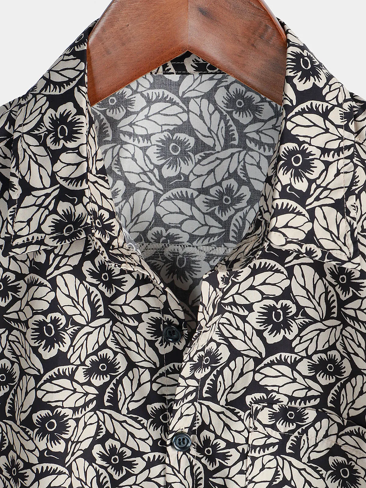 Men's Vintage Floral Holiday Cotton Button Up Short Sleeve Shirt