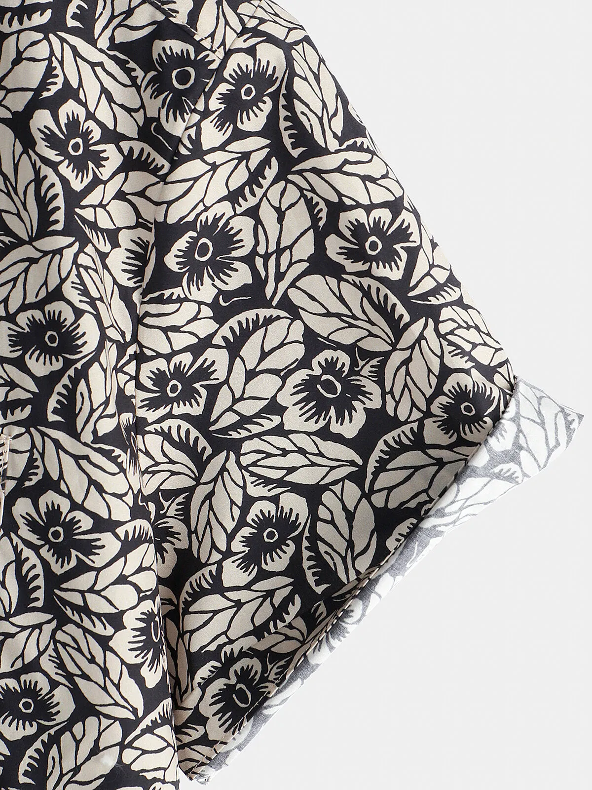 Men's Vintage Floral Holiday Cotton Button Up Short Sleeve Shirt