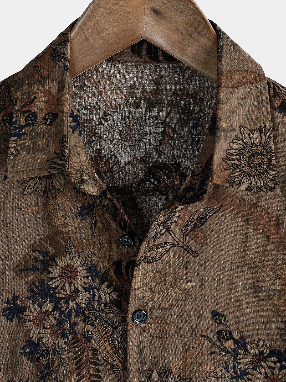 Men's Vintage Floral Vacation Summer Button Up Short Sleeve Shirt