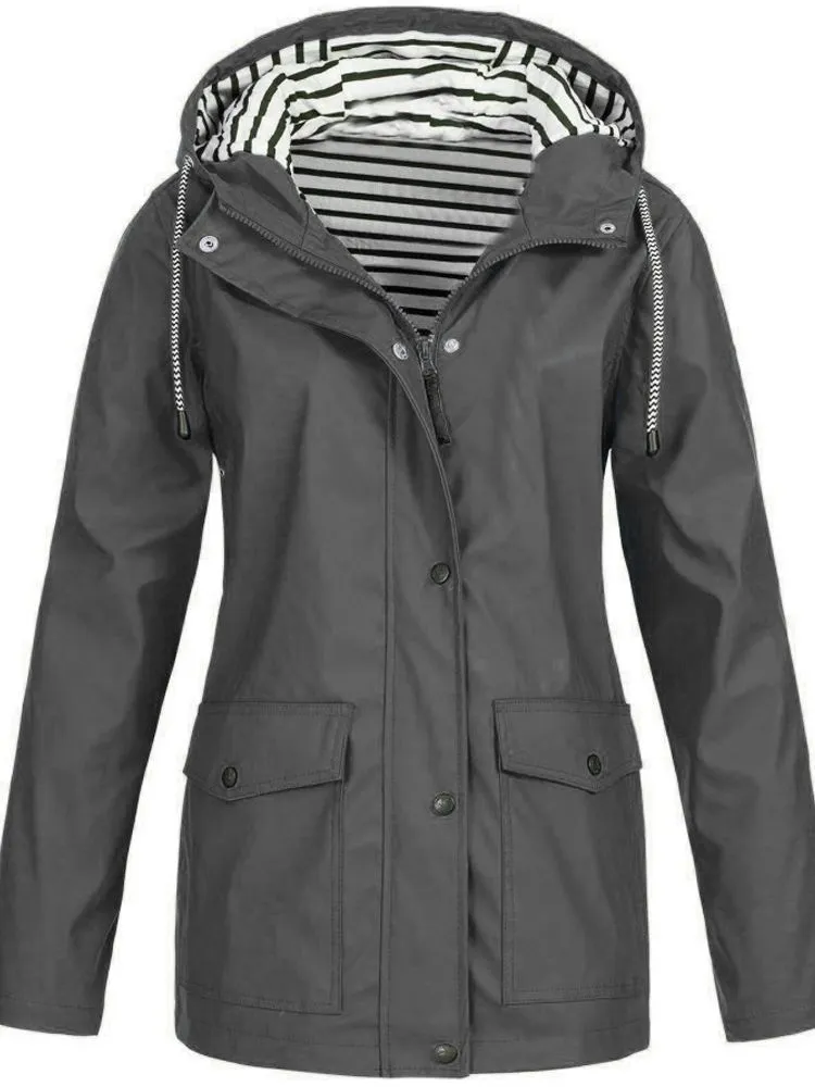 Men���s Waterproof Windproof Jacket | Lightweight, Breathable Fabric, Adjustable Hood & Zippered Pockets