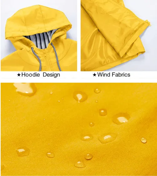 Men���s Waterproof Windproof Jacket | Lightweight, Breathable Fabric, Adjustable Hood & Zippered Pockets