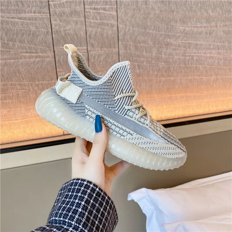 Mesh Lace-Up Platform Athletic Shoes