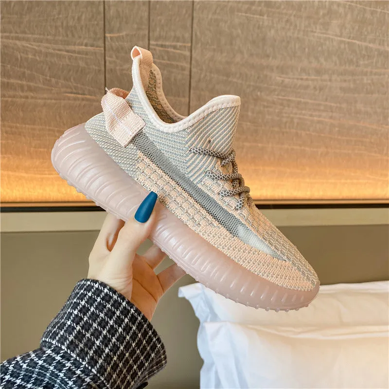 Mesh Lace-Up Platform Athletic Shoes