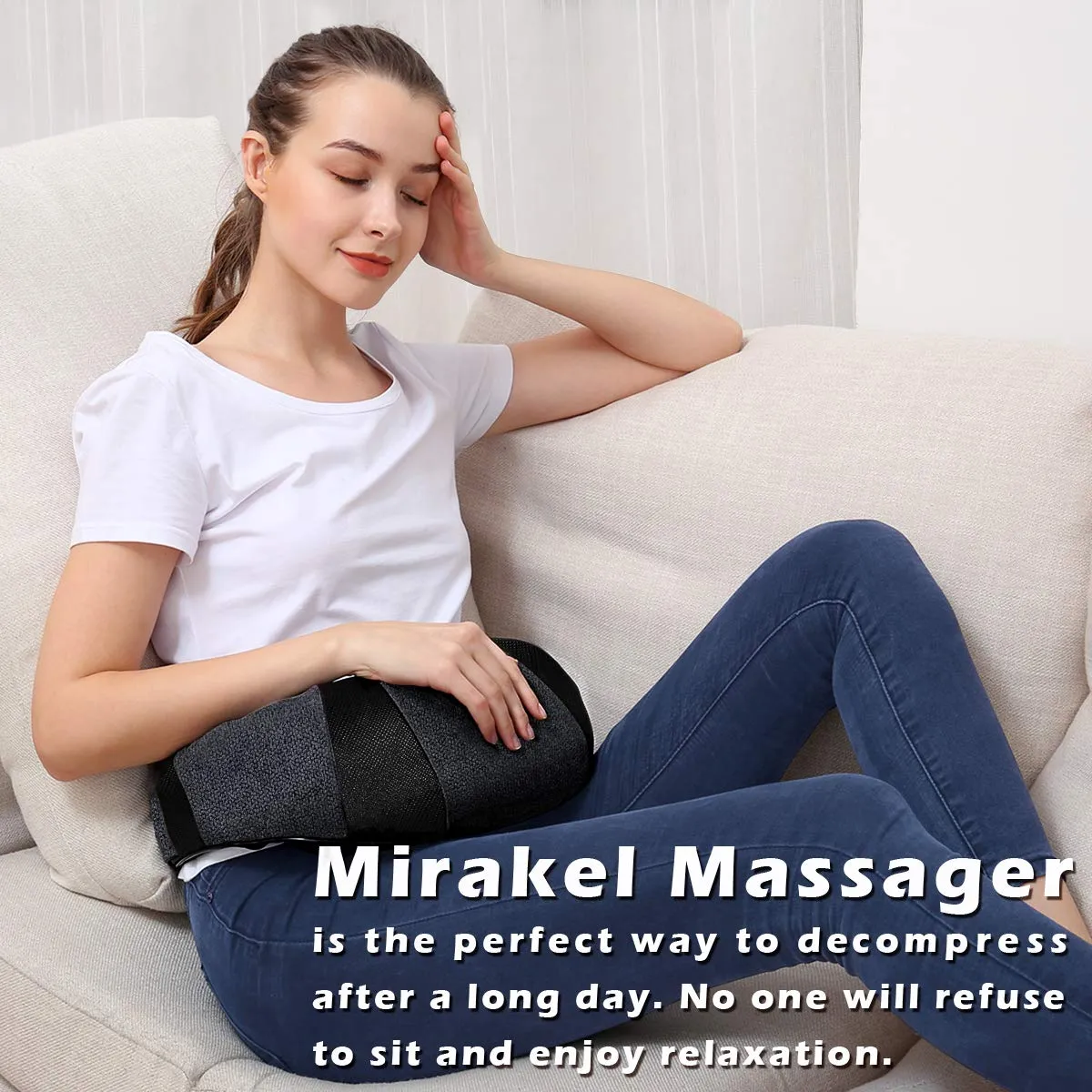 Mirakel Neck Massager with Heat, Shiatsu Shoulder Massager, Electric Kneading Back Massager, Massage Pillow for Pain Relief Deep Tissue, Fathers Day Presents, Mothers Day,Christmas Gifts Get Well Soon