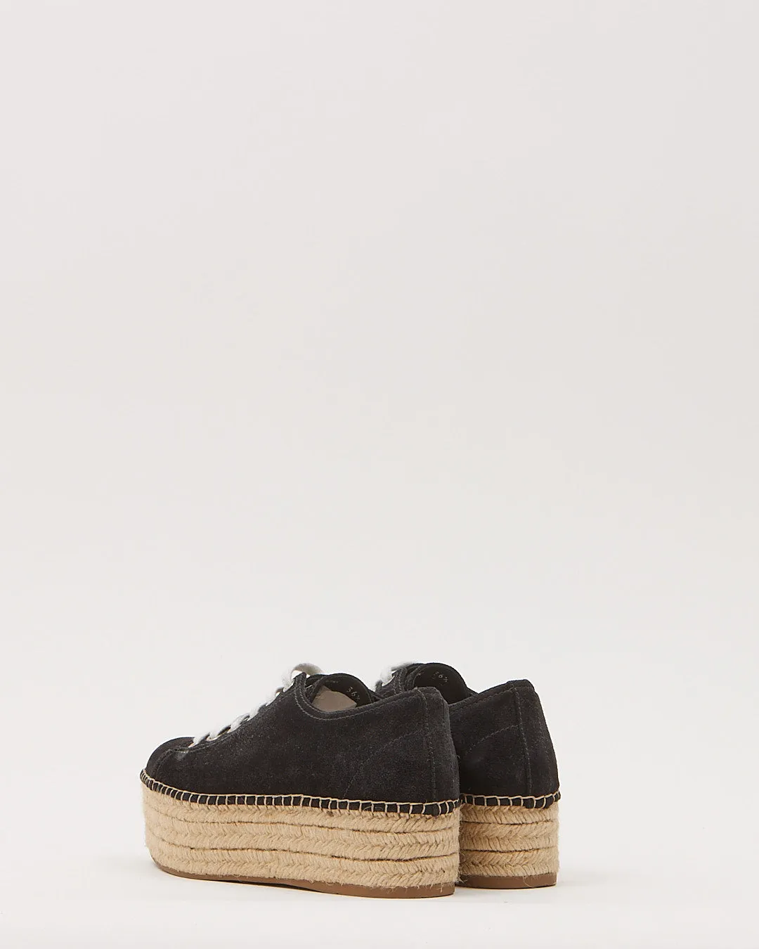 Miu Miu Black Suede Lace Up Espadrille Platform - 36.5