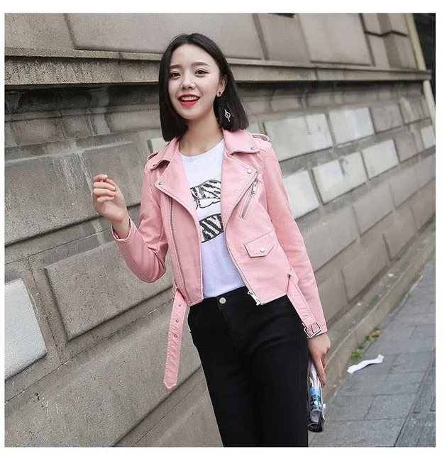 Motorcycle Coat Short Faux Leather Biker Jacket