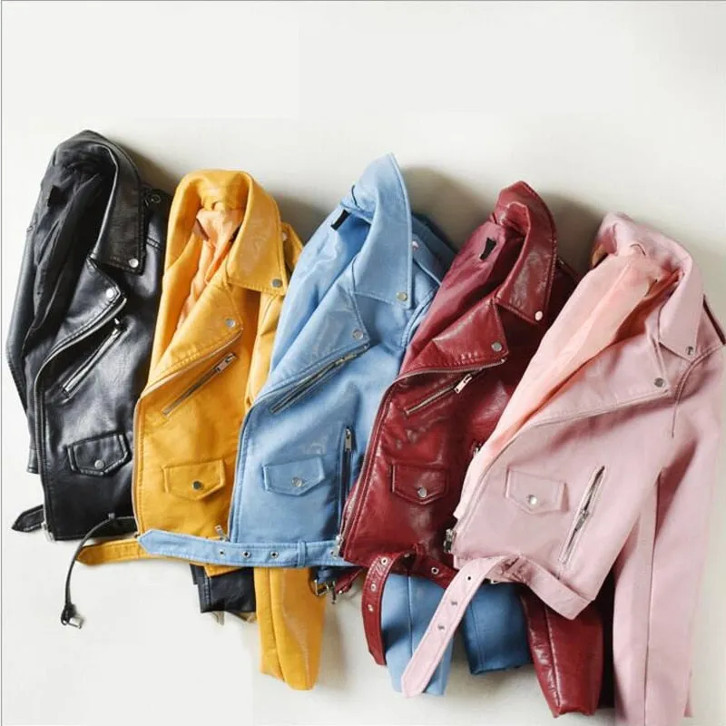 Motorcycle Coat Short Faux Leather Biker Jacket