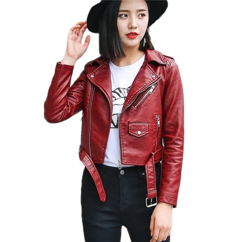 Motorcycle Coat Short Faux Leather Biker Jacket