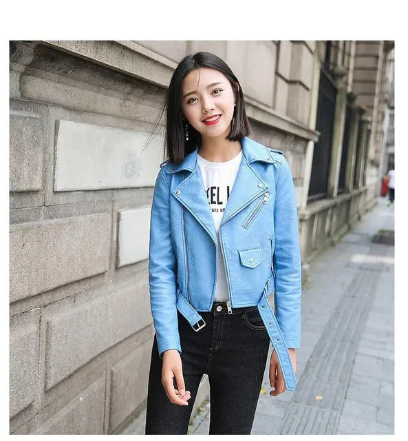 Motorcycle Coat Short Faux Leather Biker Jacket