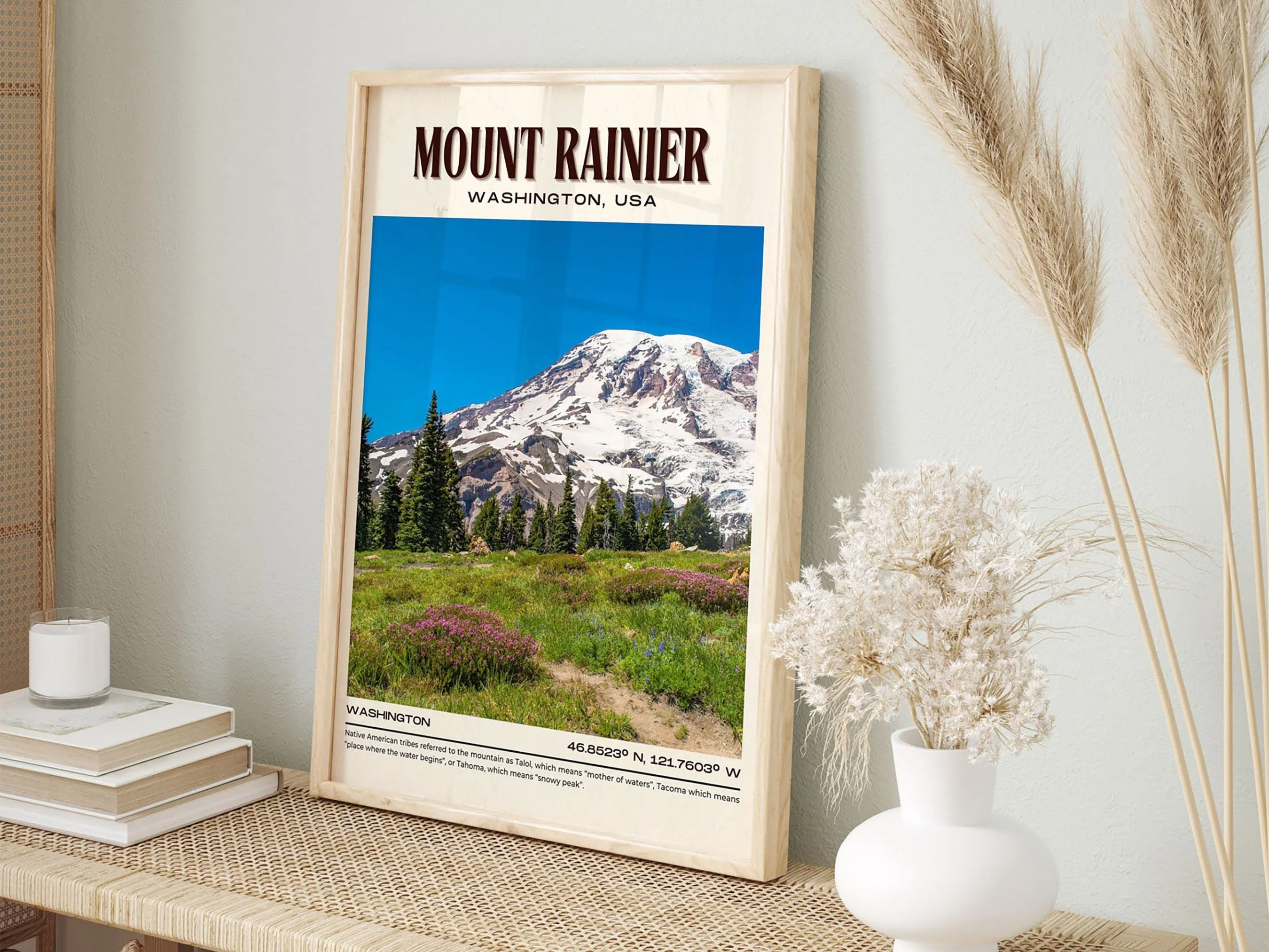 Mount Rainier Vintage Wall Art, Washington, USA