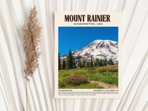 Mount Rainier Vintage Wall Art, Washington, USA