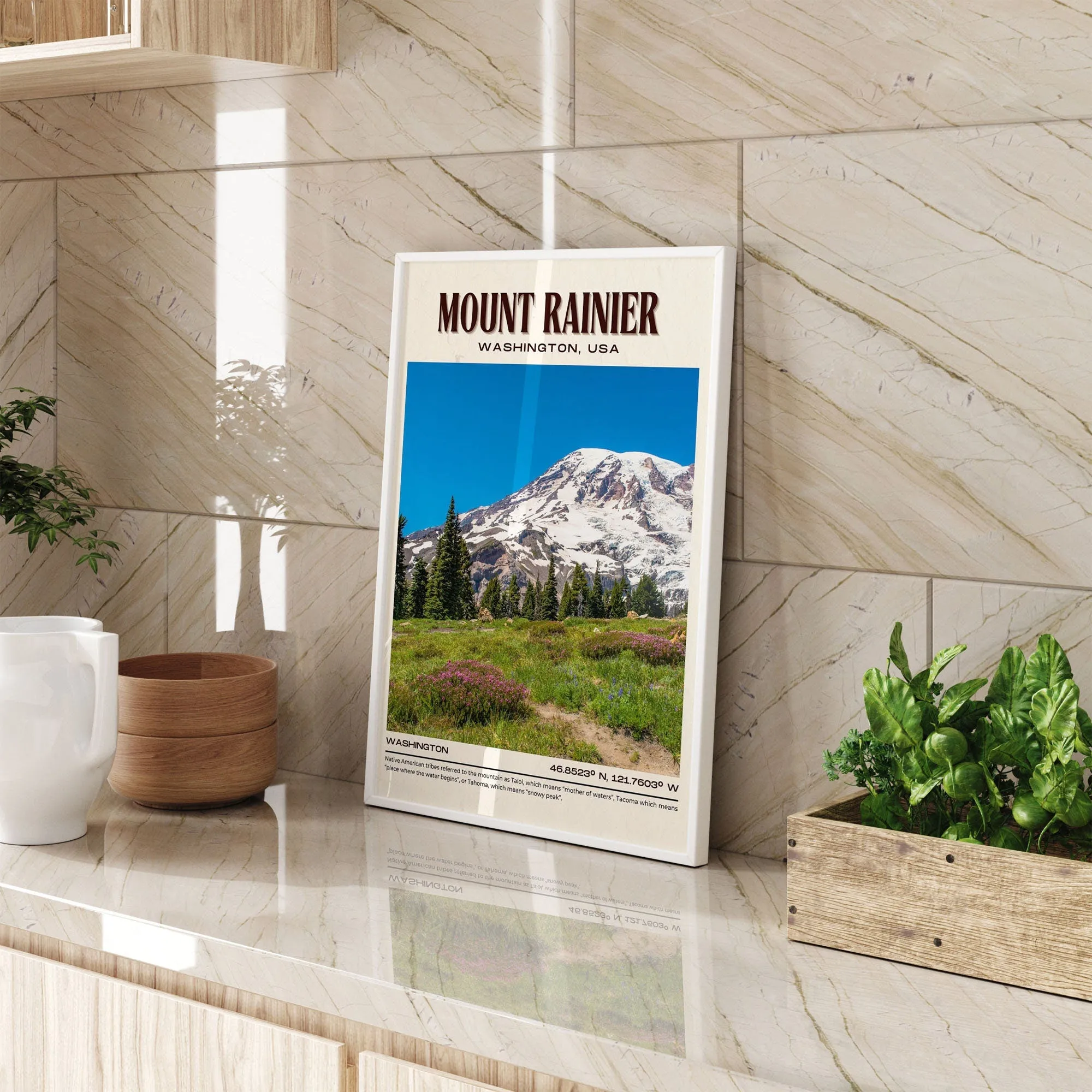 Mount Rainier Vintage Wall Art, Washington, USA