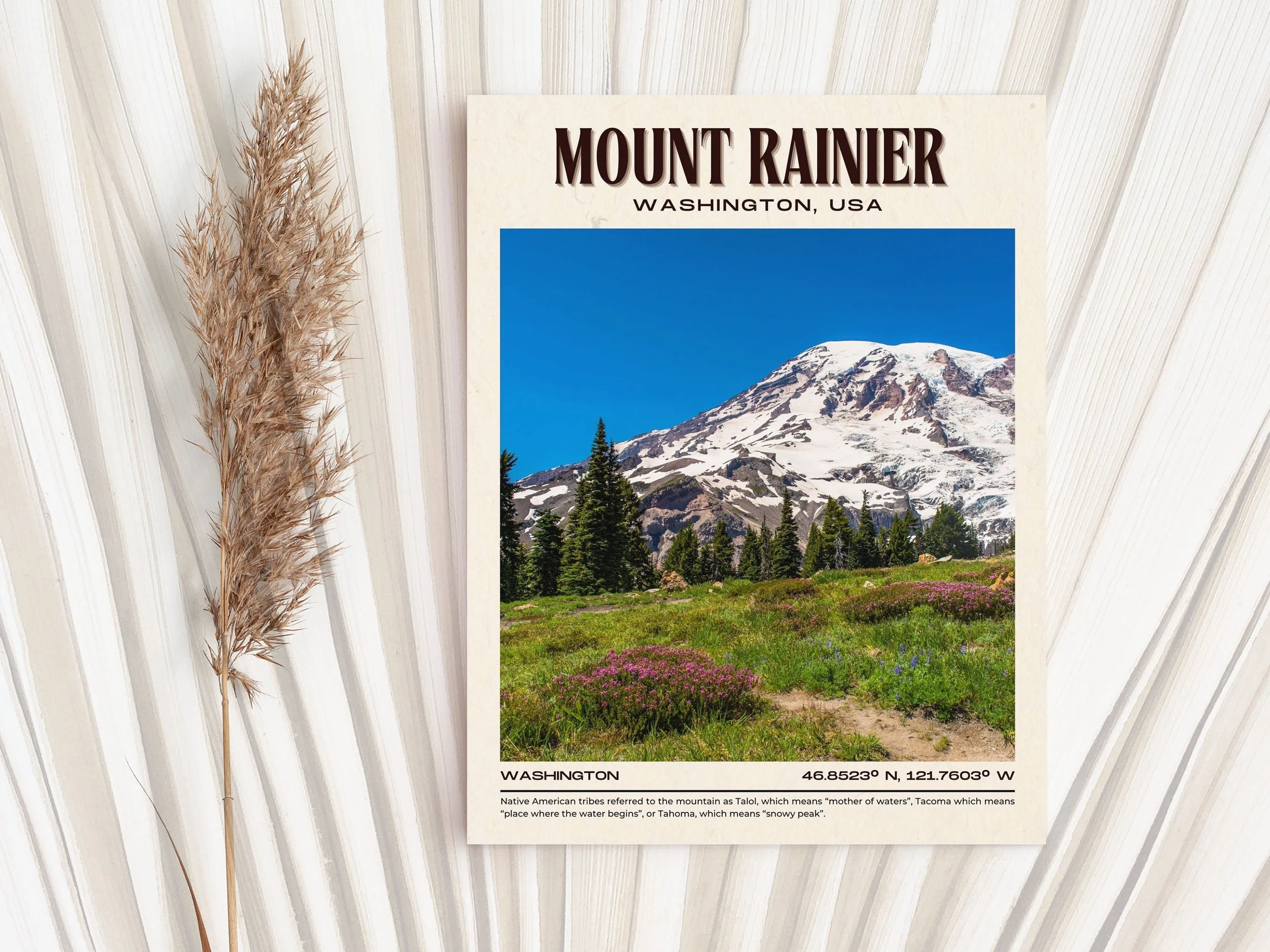 Mount Rainier Vintage Wall Art, Washington, USA